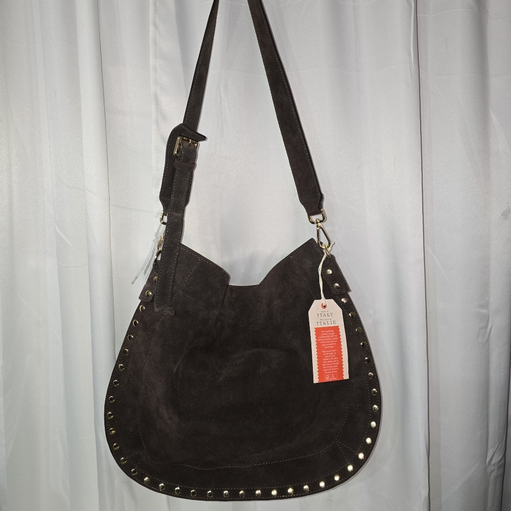 ANNA PAOLA GENUINE LEATHER MADE IN ITALY Suede CROSSBODY  Bag